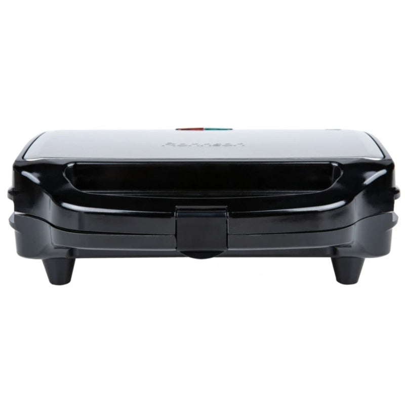 Sandwich maker, Rohnson, 900 W, 2 sandwich-uri, functie blocare, picioare antiderapante, maner izolat termic, carcasa din otel inoxidabil, protectie supraincalzire, argintiu, 1.73 kg, negru, cablu 1m