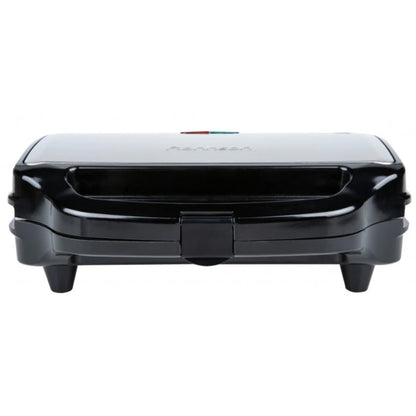 Sandwich maker, Rohnson, 900 W, 2 sandwich-uri, functie blocare, picioare antiderapante, maner izolat termic, carcasa din otel inoxidabil, protectie supraincalzire, argintiu, 1.73 kg, negru, cablu 1m
