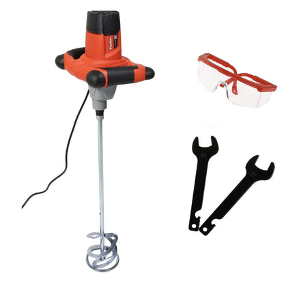 Malaxor, mixer electric Panzer, 1220 W, 120 mm, amestecator adeziv, mortar, vopsele, glet, cu 1 paleta, 800 de rotatii pe minut, M14, 220 V, posibilitatea de a mixa materiale dense, 95 dB
