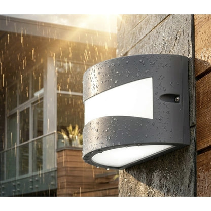 Aplica exterior cu LED, 10 W, 610 lm, lumina calda, gri inchis, modern, 220V, 25.000 ore viata medie, IP54