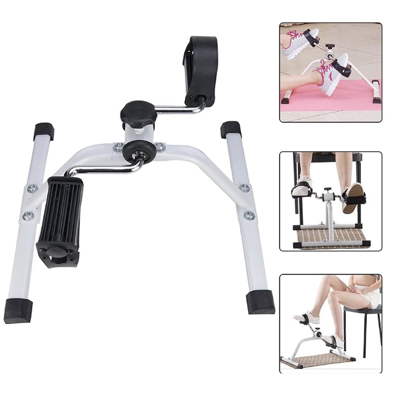 Mini bicicleta statica exercitii recuperare medicala, NETERRA, antrenament, pliabila, gri, exercitii picioare si brate, imbunatateste circulatia si mobilitatea, dimensiuni si dificultate ajustabila