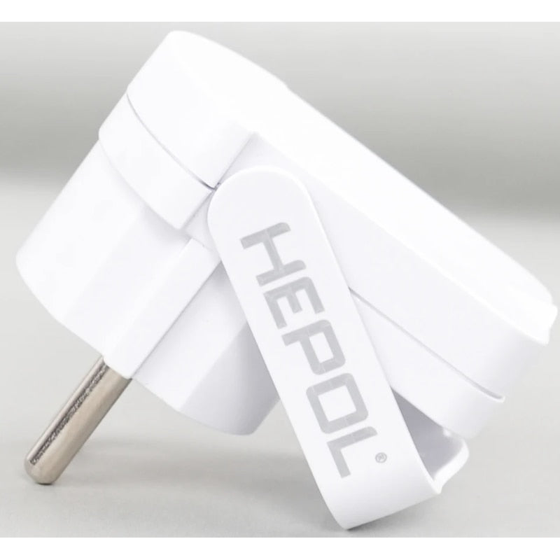 Fisa plata cu inel, Hepol, contact de protectie, 16A, alb, 230V, cu impamantare, pentru cablu de 0.5, 0.75, 1, 1.5, 2.5