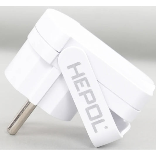 Fisa plata cu inel, Hepol, contact de protectie, 16A, alb, 230V, cu impamantare, pentru cablu de 0.5, 0.75, 1, 1.5, 2.5