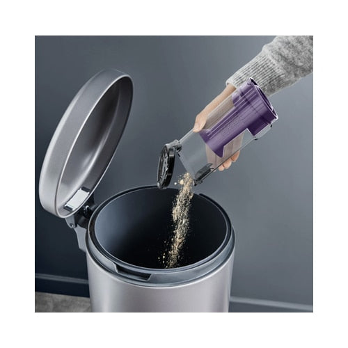 Aspirator vertical Rowenta X-Pert, ciclonic, aspirare uscata, pentru uz casnic si auto, perie cu iluminare LED, acumulator Li-ion 18 V, 0.44 litri, 140 W, negru si violet