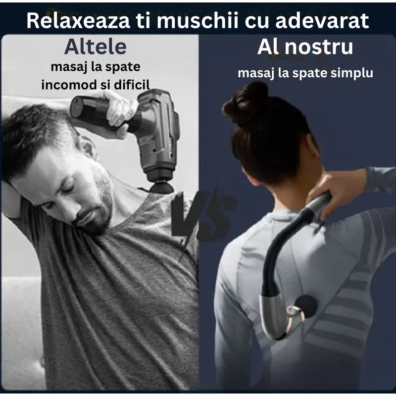 Pistolul electric de masaj muscular cu percutie este, modern, relaxare musculare, recuperarii efort fizic, 4 in 1 capete interschimbabile, masaj profund spate gat, umeri, brate si picioare, NETERRA