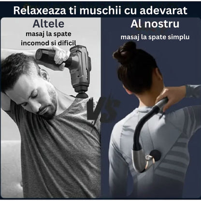 Pistolul electric de masaj muscular cu percutie este, modern, relaxare musculare, recuperarii efort fizic, 4 in 1 capete interschimbabile, masaj profund spate gat, umeri, brate si picioare, NETERRA