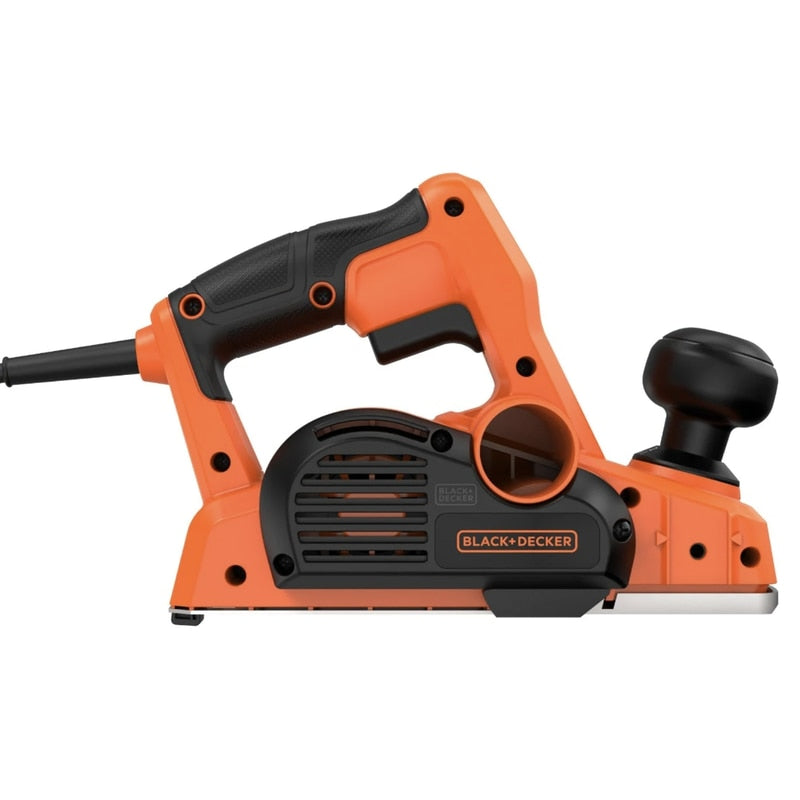 Rindea electrica, Black Decker, 710 W, 82 mm, 16500 rpm, include adaptor pentru aspirator si sac colector pentru praf, usor si confortabila, latimea rindelei 8.2 cm, cu cablu, 220V, 2.4 kg, 101dB