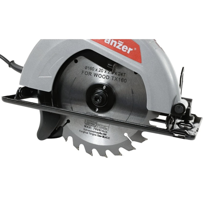 Fierastrau circular Panzer, 1200 W, 4800 rpm, diametrul 16 cm, taiere lemn, taiere la 0 sau 45 de grade, 24 dinti, 3.2 kg, cu aparatoare, 101.19 db, 230V