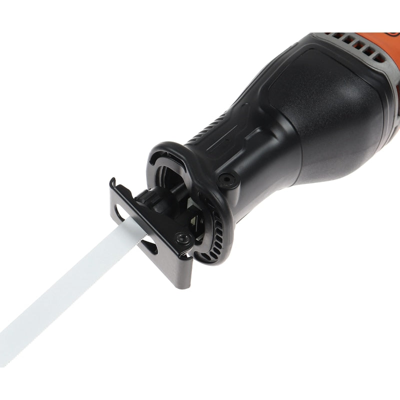 Fierastrau sabie, Black Decker, 750 W, pentru taieri in metal, plastic sau lemn, eficienta sporita a taierii, maner cauciucat, cursa de 20 mm, otel 10 cm, lemn 30 cm, 2800 curse / min, 230V, 2.2 kg