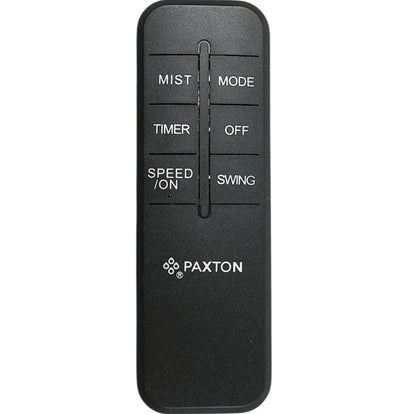 Ventilator cu umidificator Paxton, 75 W, 3 viteze, diametru 43 cm, rezervor apa 3.2 litri, oscilatie, timer, ultrasunete, negru, telecomanda, cu pulverizare apa, 125 cm inaltime, 1.65 m cablu, 7 kg