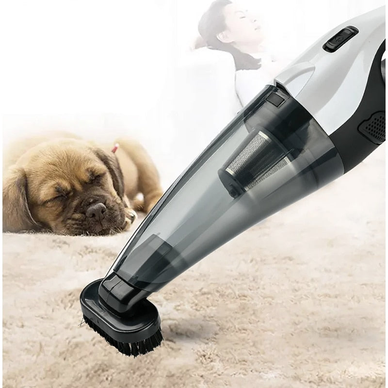 Aspirator de mana, Paxton, aspirare umeda si uscata, pentru uz casnic si auto, filtru HEPA, 0.45 l, acumulator, Li-ion 7.4 V 3600 mAh, lumina LED, 150 W, alb + negru, 0.58 kg, USBC, cablu masina