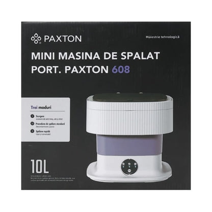 Masina de spalat semiautomata portabila, Paxton, cu storcator, 10 litri, alb, ideala pentru locuinte mici, camere de camin, apartamente de inchiriat sau vacanta, 230 V, plastic durabil
