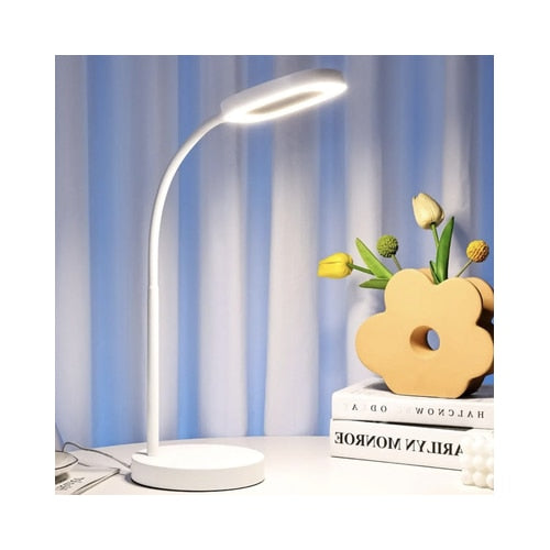 Veioza LED Hoff Mia, 8.5 W, 620 lm, lumina neutra, 4000 K, dimabil, alb, modern, trei trepte (10 %, 40 %, 100 %) prin comutator tactil, 1 kg, cablu 1.5 m, IP 20