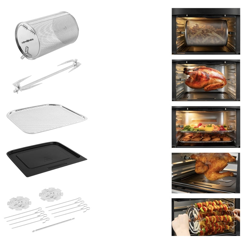 Friteuza cu aer cald NETERRA, 9 in 1, air fryer multifunctional gatit rapid, sanatos, aer fierbinte, 1800 W, 12 l, carne, legumelor, pizza, snackuri si deserturi, 9 functii gatire, 36 x 33 x 35 cm