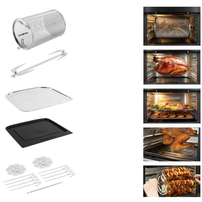 Friteuza cu aer cald NETERRA, 9 in 1, air fryer multifunctional gatit rapid, sanatos, aer fierbinte, 1800 W, 12 l, carne, legumelor, pizza, snackuri si deserturi, 9 functii gatire, 36 x 33 x 35 cm