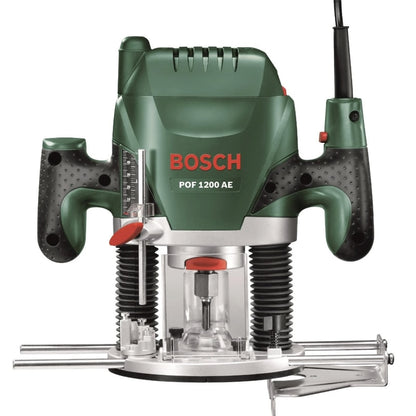 Freza electrica pentru lemn, Bosch POF, 1200 W, 28000 rpm, 55 mm, alimentare retea 230 V, 106 dB, 3.4 kg, include aparatoare transparenta si sistem de prindere accesorii, softgrip, design ergonomic