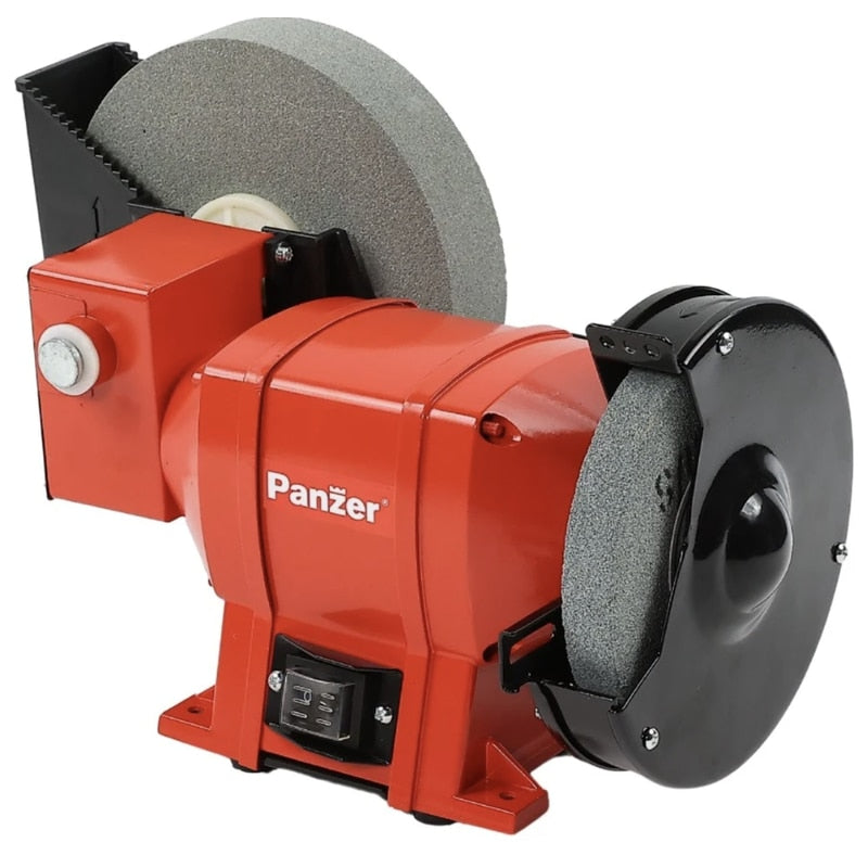 Polizor de banc Panzer, 250W, 2950rpm, 150mm, polizare uscata si umeda, scut de protectie pentru ochi, ideal pentru ascutirea cutitelor, daltilor si altor scule de taiere, 230V, ventilare racire