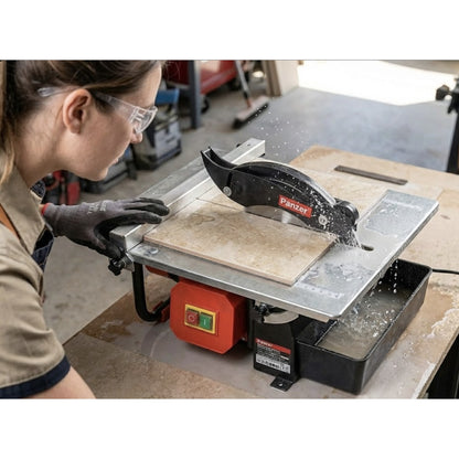 Masina electrica de taiat gresie, Panzer, 600 W, utilizare stationara, disc diametru 18cm, unghi taiere orizontala sau verticala 0-45 grade, max 10kg