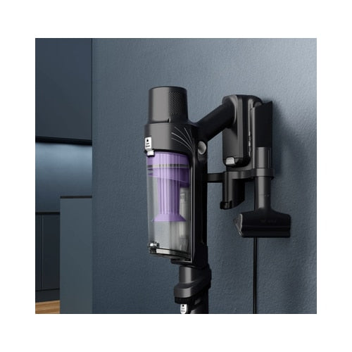 Aspirator vertical Rowenta X-Pert, ciclonic, aspirare uscata, pentru uz casnic si auto, perie cu iluminare LED, acumulator Li-ion 18 V, 0.44 litri, 140 W, negru si violet