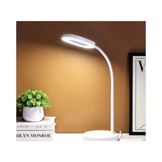 Veioza LED Hoff Mia, 8.5 W, 620 lm, lumina neutra, 4000 K, dimabil, alb, modern, trei trepte (10 %, 40 %, 100 %) prin comutator tactil, 1 kg, cablu 1.5 m, IP 20