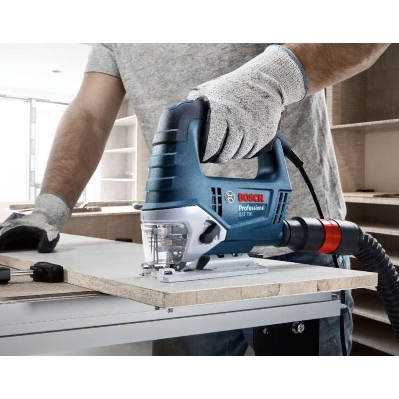 Fierastrau electric vertical, pendular, Bosch Profesional, 520 W, taiere lemn, metal, plastic, cu capac de protectie, capac de plastic, panza pentru fierastrau vertical, valiza din plastic, 87 dB