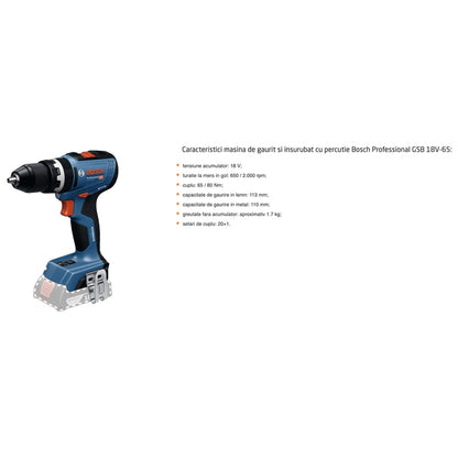 Set scule 2 in 1 cu acumulator, Bosch Profesional, masina de gaurit si insurubat cu percutie + polizor unghiular, taiere, gaurire, insurubare, slefuire, 2 acumulatori inclusi, 18 V, 4 Ah, cu geanta