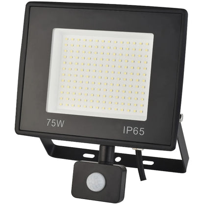 Proiector LED cu senzor de miscare Hoff, 75 W, 8250 lm, lumina rece, IP65, 6500K, 220V, 20.000 ore autonomie