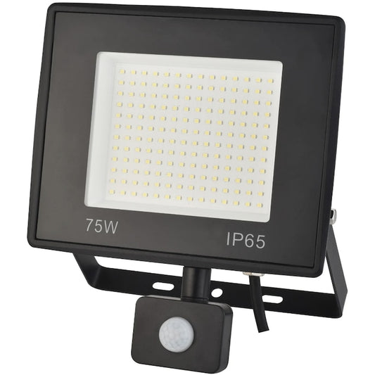 Proiector LED cu senzor de miscare Hoff, 75 W, 8250 lm, lumina rece, IP65, 6500K, 220V, 20.000 ore autonomie