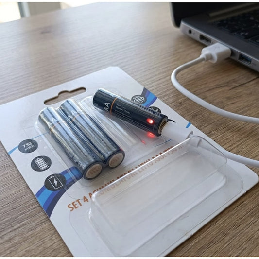 Acumulator AAA, 500mAh, 4 baterii, reincarcabile prin USBC, 1.5V, R3