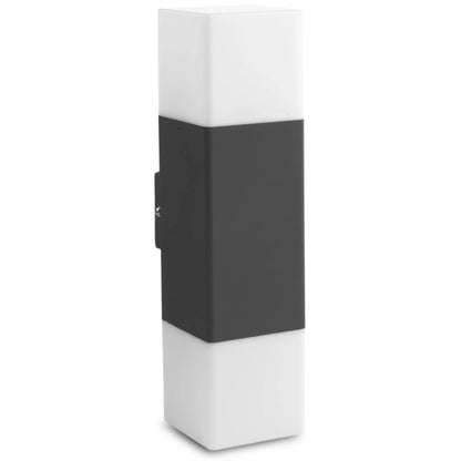 Aplica exterior Hepol, 2 x E27, gri, modern, IP54 rezistenta la exterior, 11 x 8 x 29 cm, 15 W max, gri, material structura otel inoxidabil, 2 surse
