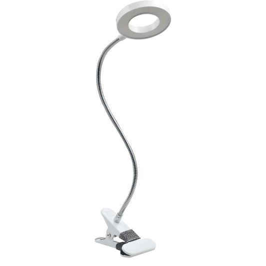 Veioza LED Flex, cu clips, 8 W, 790 lm, lumina calda, neutra, rece, dimabil, alb, modern, 230V, Durata de viata 20000 h, comutator, cablu 1.5m, 240g