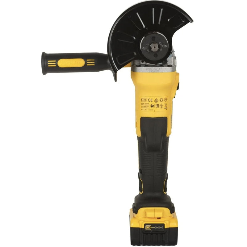 Set scule cu acumulator, DeWalt, masina de gaurit si insurubat 70Nm, mandarina rapida, 460W, 2000 rpm, cu polizor unghiular 9000 rpm, disc 125 mm, M14, cu 2 acumulatori, 18 V, 5 Ah, cu valiza