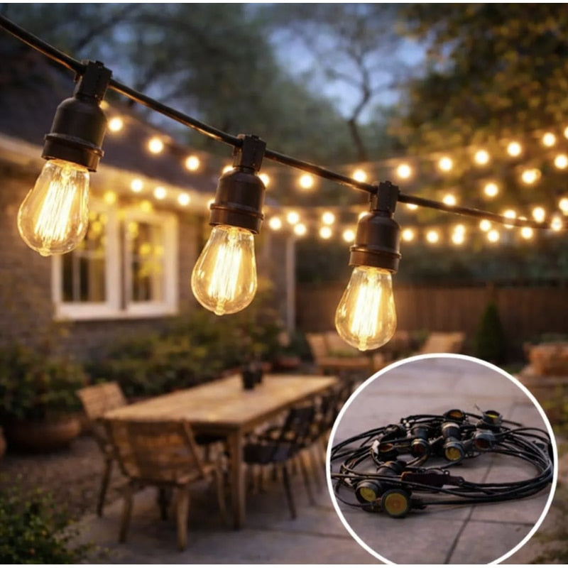 Ghirlanda luminoasa Hoff, interior si exterior, IP 65, 10 becuri E27, lungime 6 metri total