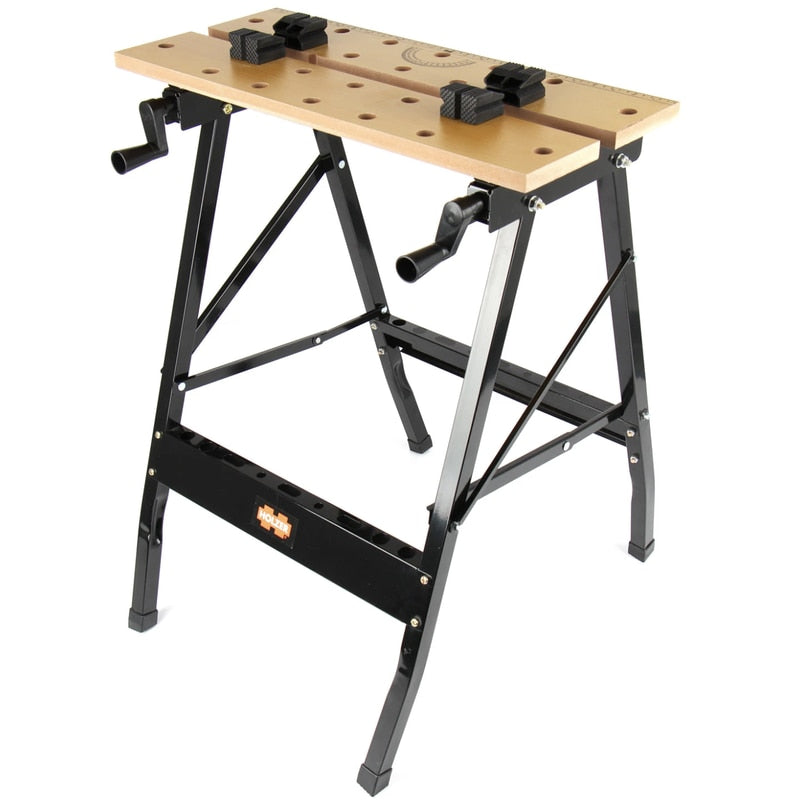 Banc de lucru Holzer, taiere, slefuire, polizare sau gaurire, suporta 150 kg, pentru operatiuni casnice, 60 x 62.5 x 75.5 cm, neasamblat, feroneria necesara inclusa, negru, metal