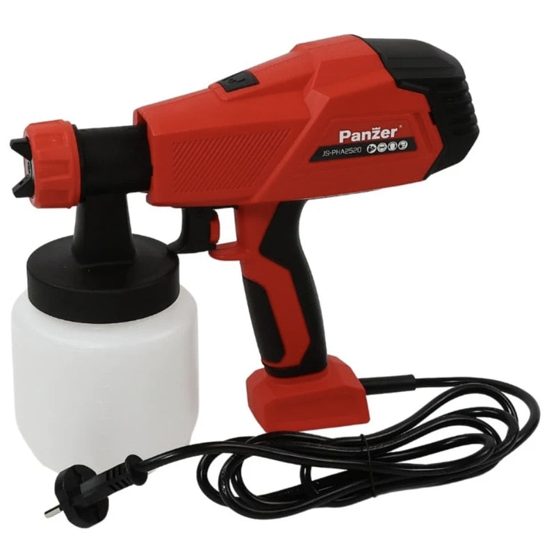 Pistol de vopsit Panzer, 450 W, 800 ml, 500 ml/min, include 2 duze, 230V, Vascozitate maxima 50 din/sec, Utilizare vopsele pe baza de solventi si apa, grunduri, lacuri, pompare 500 ml / min
