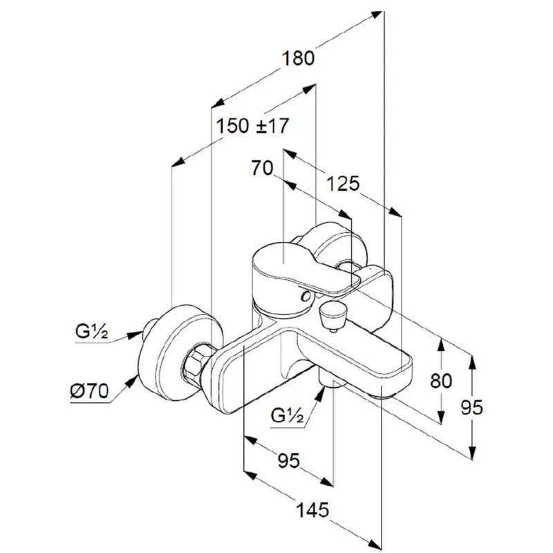 Pachet baterii baie + para dus + bara + furtun Kludi Pure & Easy 3 in1, furtun dus 1.6m, pentru baie, Finisaj cromat, comutator, Limitator de apa fierbinte, Protectie impotriva fluctuatiilor presiune