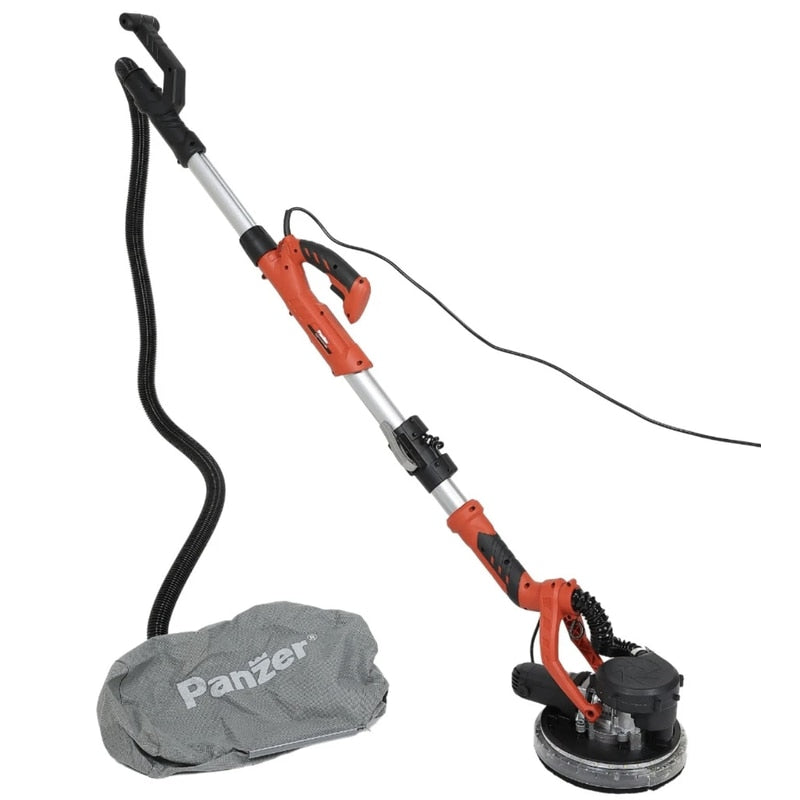 Slefuitor pentru pereti / masina de slefuit gips carton, Panzer, pliabil, 750 W, 1700 rpm, Dimensiuni hartie de slefuire Velcro 225 mm, cu iluminare LED, cu valiza si sac colector, 10 kg, 90 dB