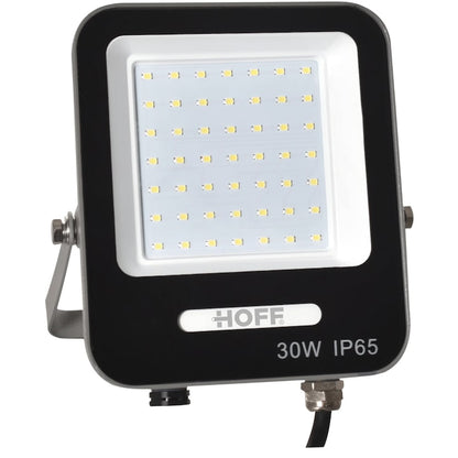 Proiector LED Hoff, 30 W, 3000 lm, lumina rece, 6500K, protectie la praf si umiditate IP65, 230V, 20.000 ore durata viata medie