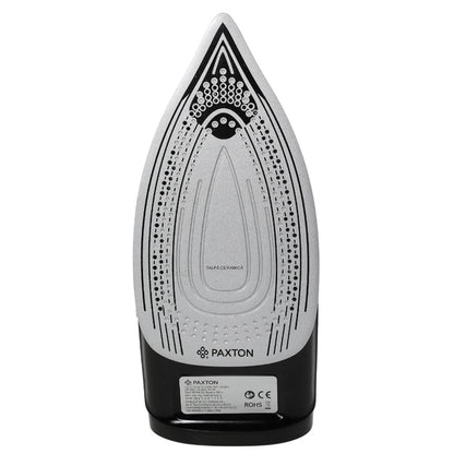 Fier de calcat, Paxton, 3050 W, talpa ceramica, 0.35 litri, 45 g/min, anti-picurare, anti-calcar, auto-curatare, Termostat reglabil, oprire automata, negru + turcoaz, cablu 1.9 m, 1.4 kg