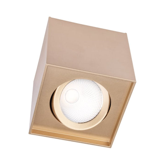 Spot LED aparent, 10 W, 1270 lm, lumina neutra, 4000K, orientabil, auriu mat, 220V, 11.1 cm inaltime, patrat