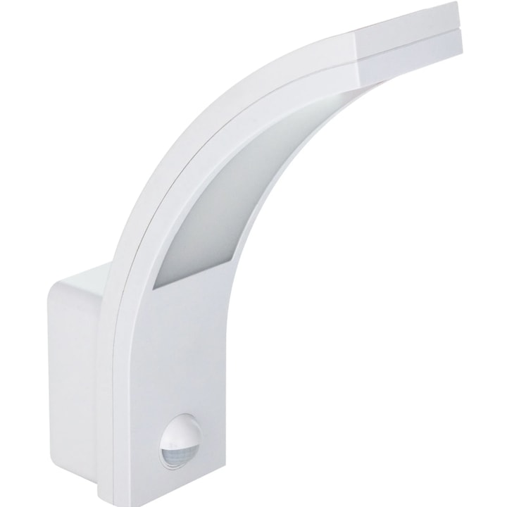 Aplica exterior LED cu senzor Hepol, 10 W, 750 lm, IP 54, lumina neutra, 4000 K, alb, modern, 220V, 25.000 ore media de viata