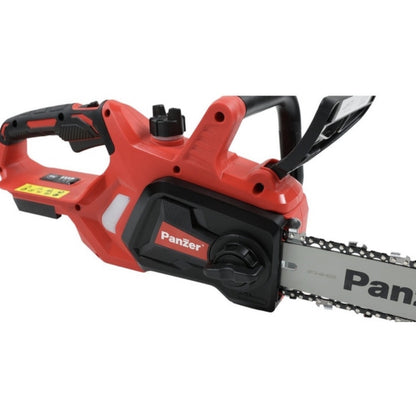 Fierastrau electric cu lant Panzer, acumulator 18 V, fara fir, 2600 rpm, lungime sine 30, 5 cm, rosu-negru