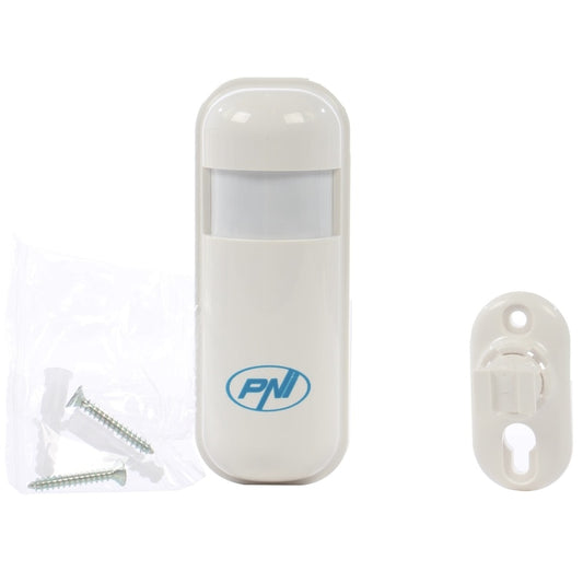Senzor de miscare PIR fara fir, 12 m detectie miscare, montaj simplu, usor, LED baterie descarcata, LED alarma, Inaltime instalare 1.8 - 2.2 m, temperatura -26 +60 grade, 3V, 105 x 40 x 26 mm