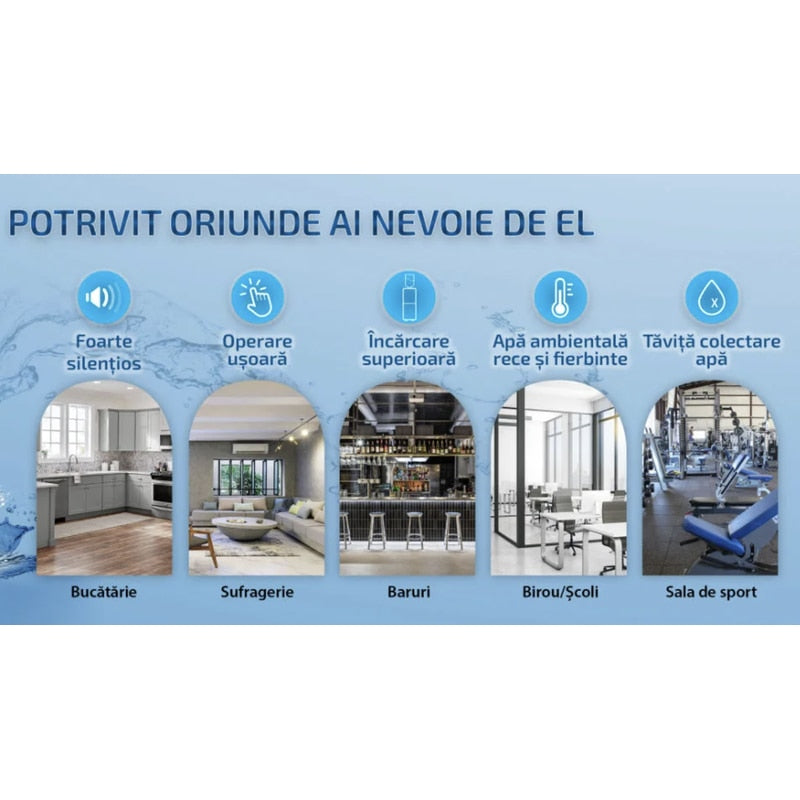 Dozator de apa Zass, putere incalzire 550 W, putere racire 50 W, indicatoare LED pentru apa calda si rece, termostat automat, negru, bidon superior 11 / 19 l, silentios, simplu, tava colectare apa