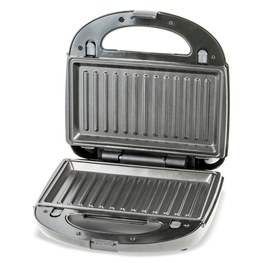 Sandwich-Maker Zass, putere 750W, placi grill teflonate detasabile, indicator LED, picioruse antialnuecare, culoare Negru