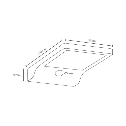 Lampa solara cu LED Hoff, 300 lm, lumina rece, cu senzor de miscare, negru, IP44, exterior, modern, 6500K, 20.000 ore autonomie