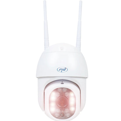 Camera de supraveghere smart, IP66, inteligenta PNI, 4MP, Wi-Fi, wireless, rotativa, slot micro SD, alarma detectare miscare, zoom, interior, exterior, Ethernet, temperaturi -26 pana la +80