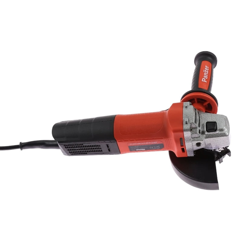 Polizor unghiular Panzer, 850 W, 11000 rpm, pentru taiere si slefuire metal, lemn, diametru disc 125 mm, 220 V, aparatoare, cheie splinturi, maner auxiliar, M14, design ergonomic
