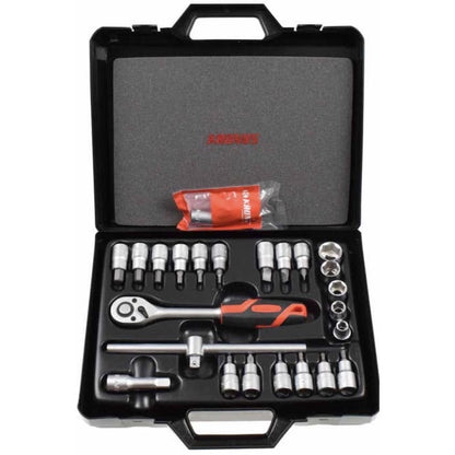 Trusa capete chei tubulare si accesorii, 1.27cm, 25 piese