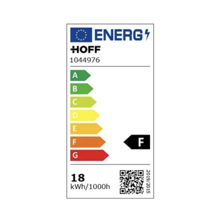 Bec LED Hoff rotund, E27, 18 W, 1600 lm, lumina rece, 6500 K, 230 V, durata medie de viata 25000 ore, unghi de 120°, pentru iluminarea spatiilor largi, temperatura –20 °C +50 °C